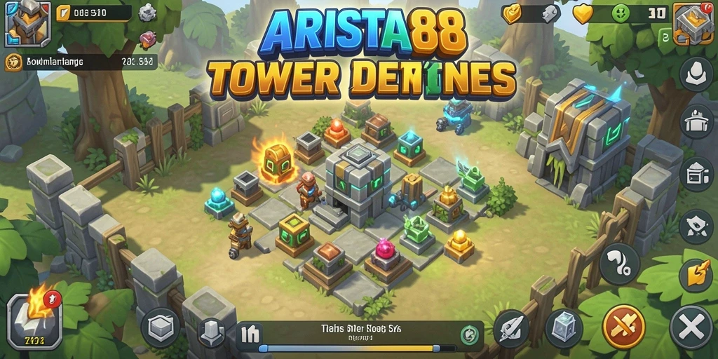 Gameplay ARISTA88 yang seru dengan strategi menara pertahanan.