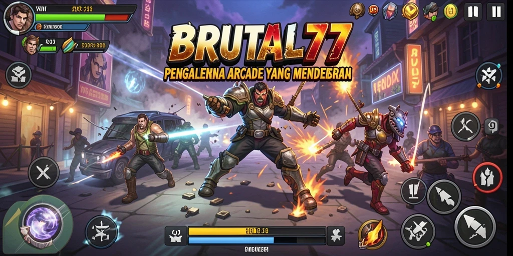 Tangkapan layar menunjukkan intensitas gameplay Arcade BRUTAL77.