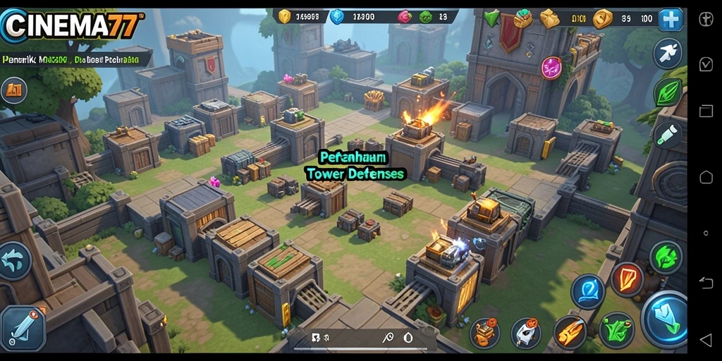Tampilan menarik dari gameplay Tower Defense di CINEMA77.