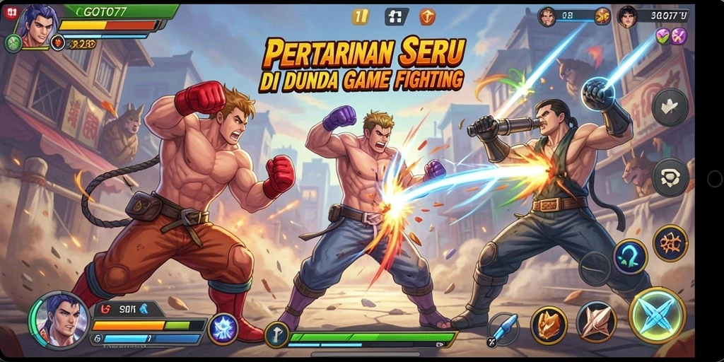 Screenshot GOTO77 menampilkan aksi pertarungan yang intens dan grafis yang memukau.