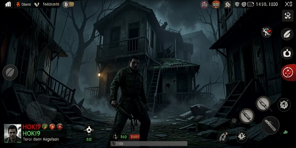 Screenshot gameplay HOKI9 menampilkan suasana mencekam dan menakutkan.
