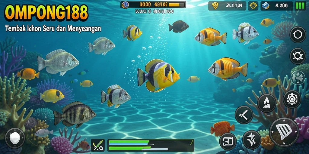 Screenshot OMPONG188 menampilkan aksi menangkap ikan yang seru.
