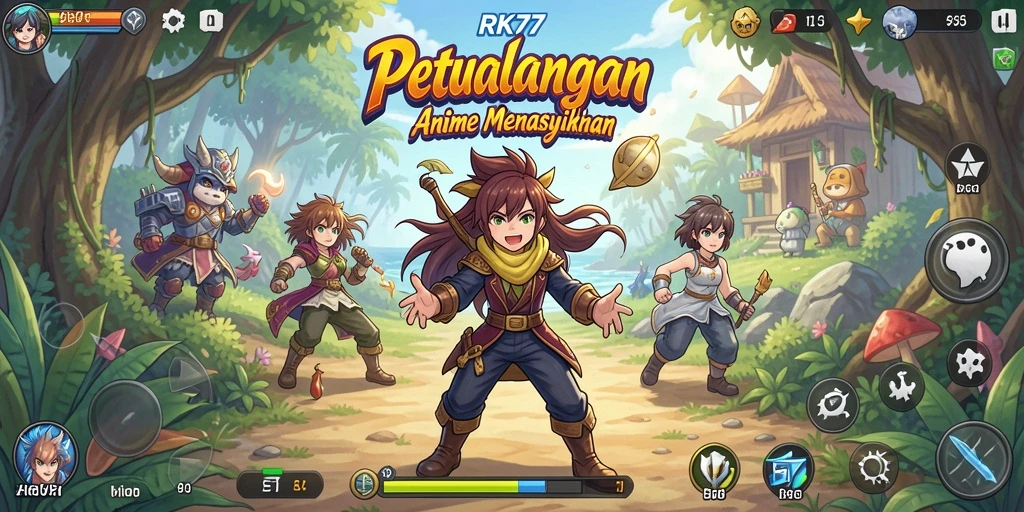 Tampilan gameplay RK77 yang penuh aksi dan visual anime yang menakjubkan.